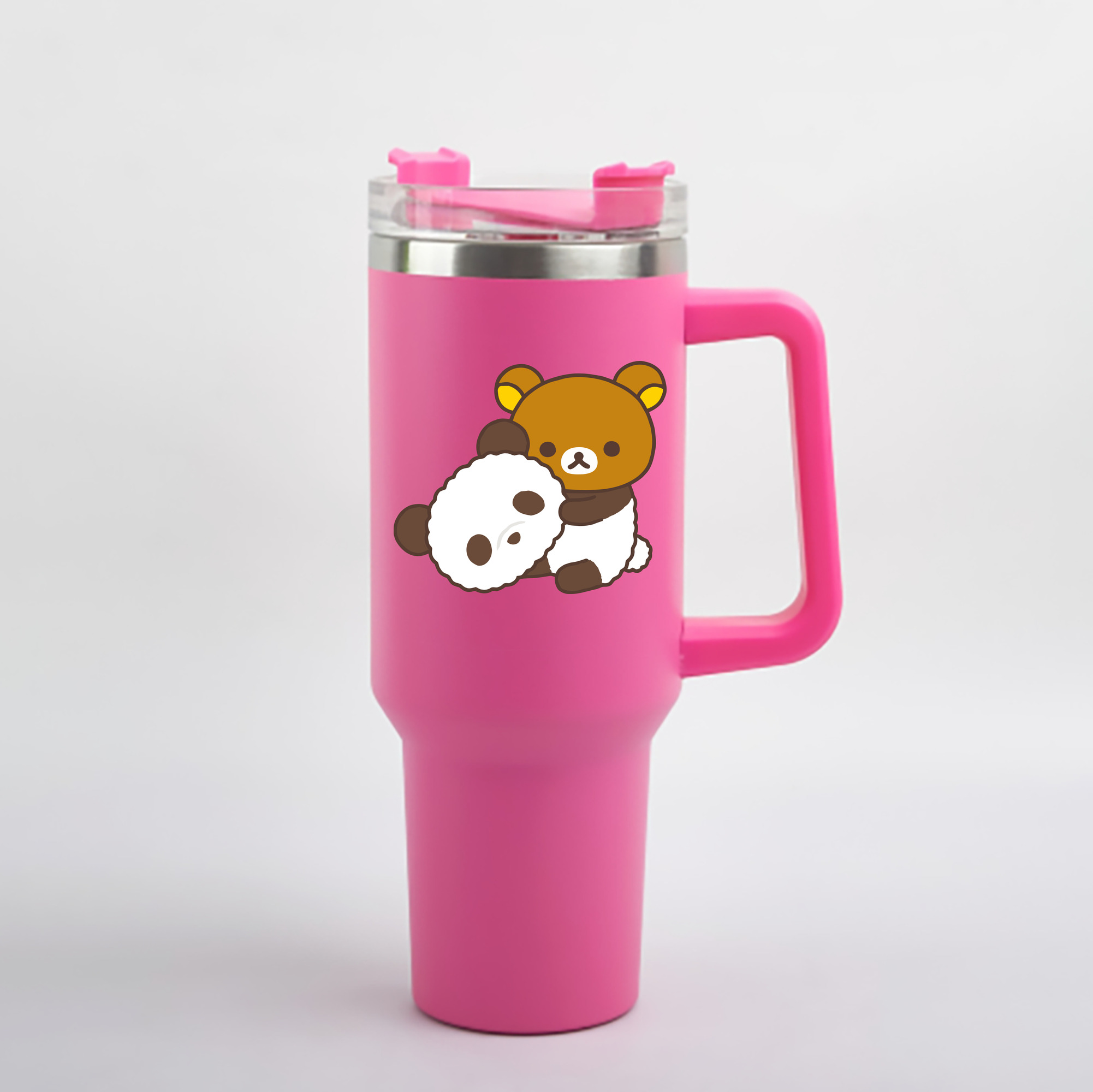 （画像用） リラックマ リラックマ キイロイトリ Rilakkuma Korilakkuma Kiiroitori 1200mL車用タンブラー - クリスタルステッカー（プラスチックストロー付き）
